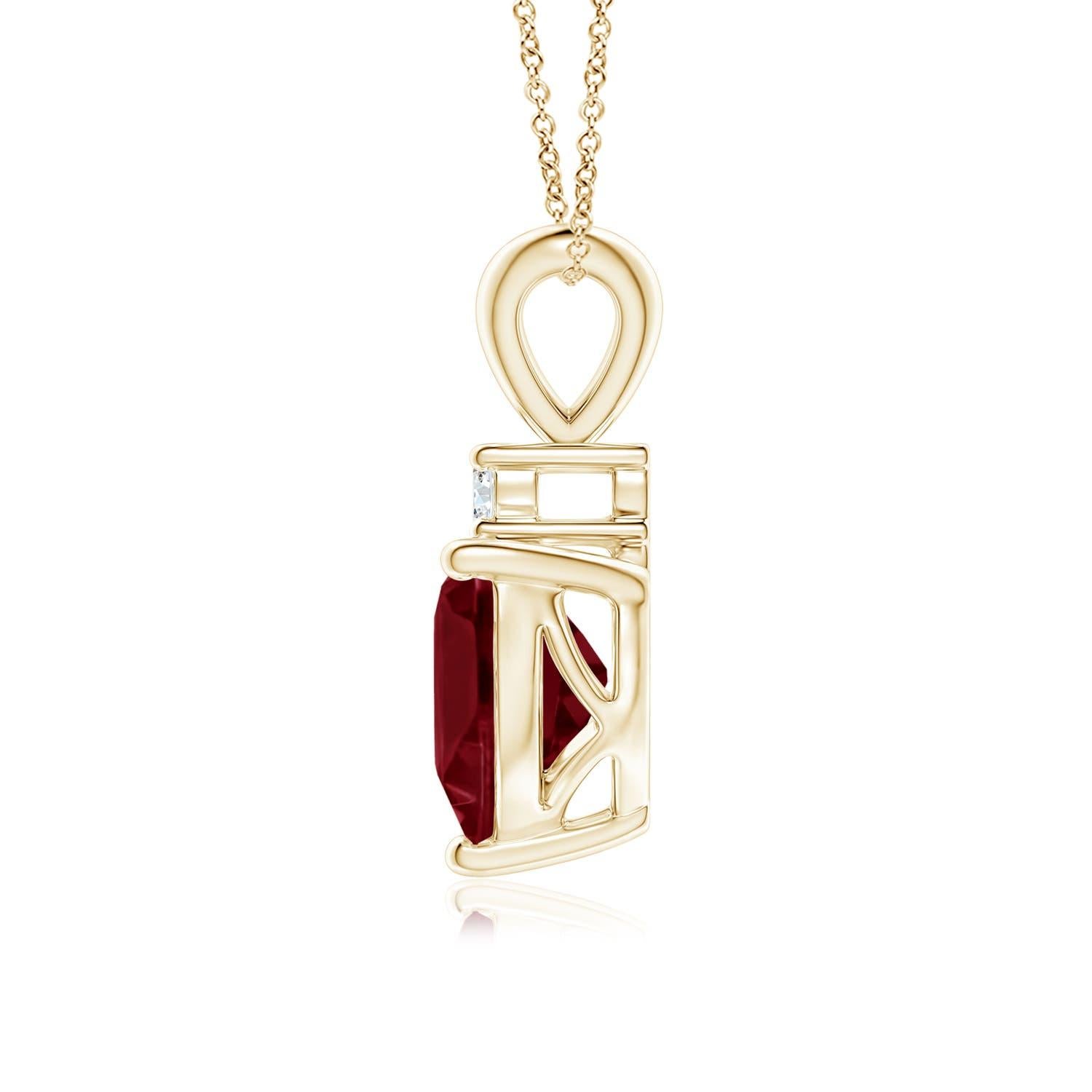 Heart Cut Natural Heart-Shaped 1.4ct Garnet Pendant with Diamond in 14ct Yellow Gold For Sale
