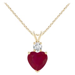 Natural Heart-Shaped 1.65 ct Ruby Rabbit Ear Bale Pendant in 14K Yellow Gold