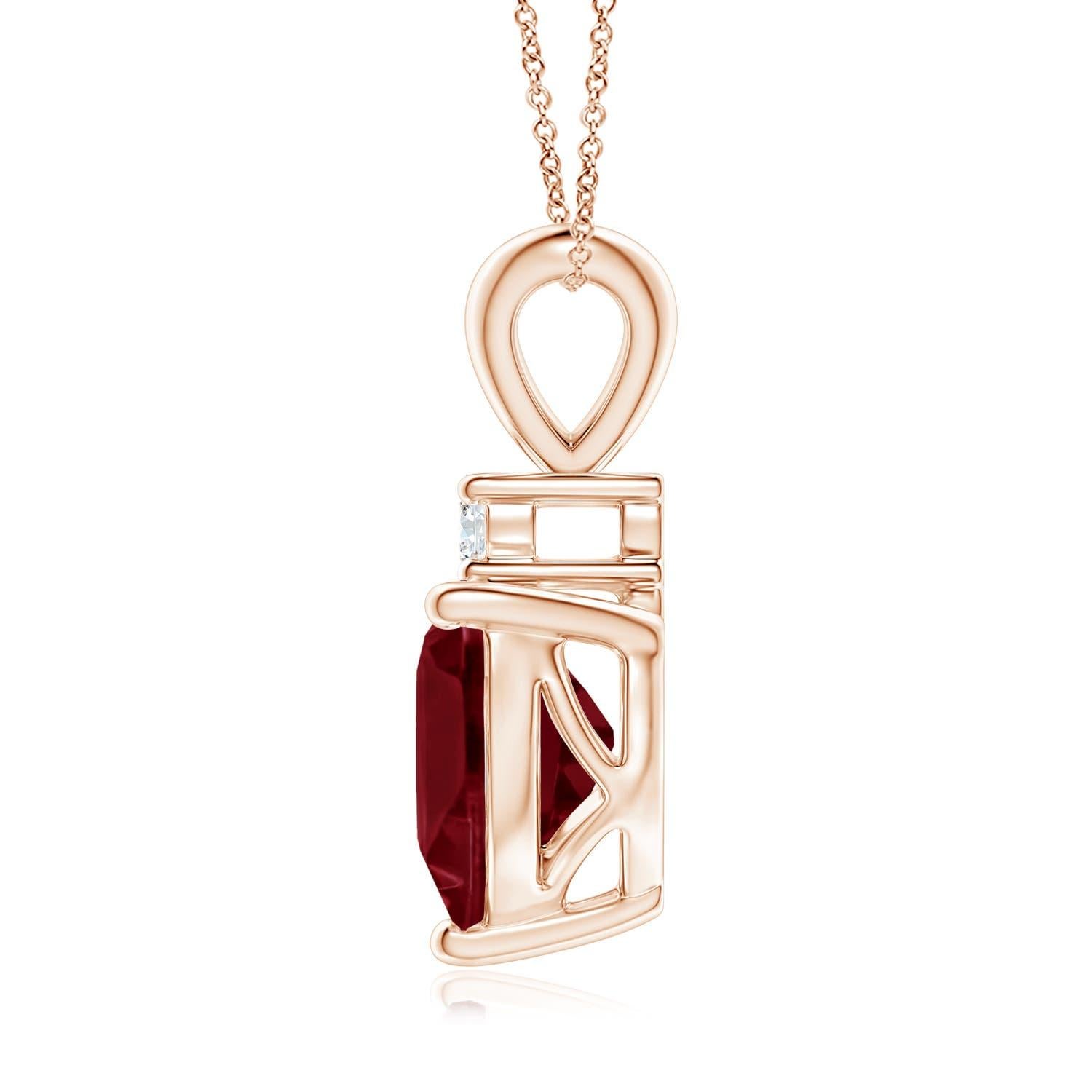 Heart Cut Natural Heart-Shaped 1.85ct Garnet Pendant with Diamond in 14ct Rose Gold For Sale