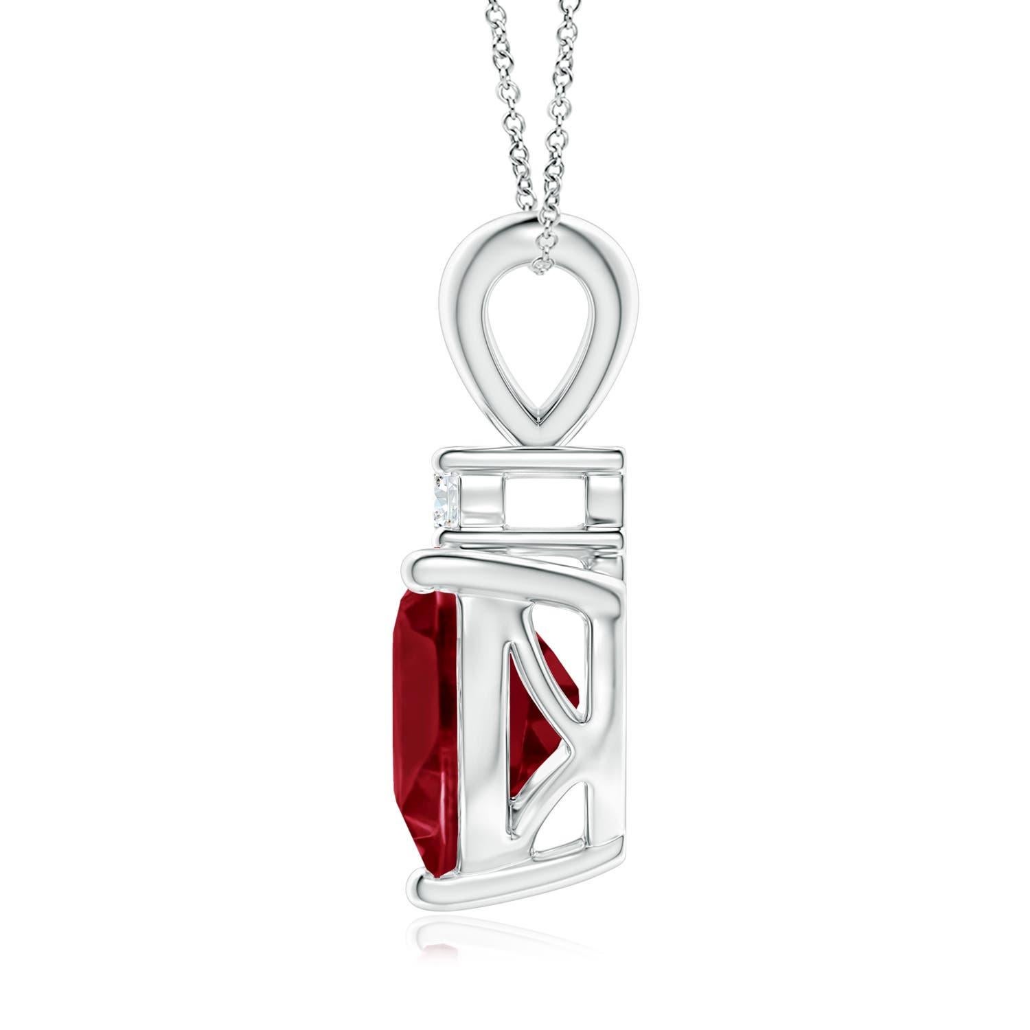 Heart Cut Natural Heart-Shaped 1.85ct Garnet Pendant with Diamond in 14ct White Gold For Sale
