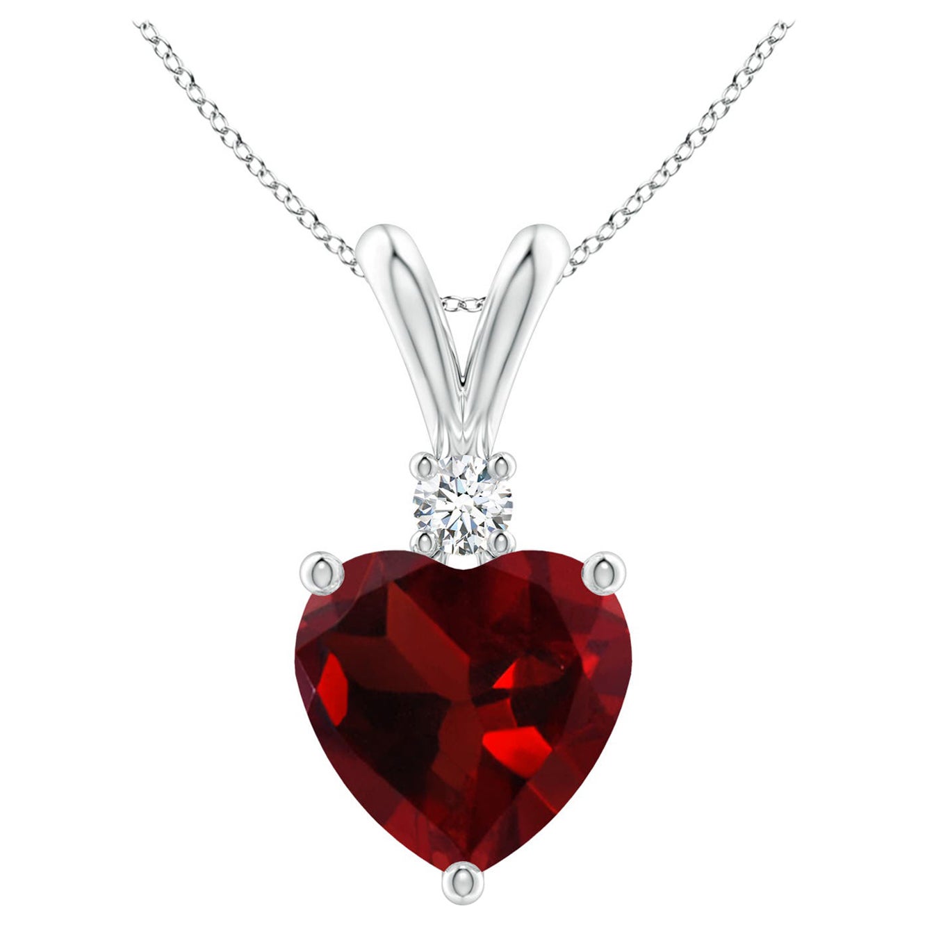 Natürlicher herzförmiger Anhänger aus Platin mit 1,85 Karat Granat und Diamant in Platin