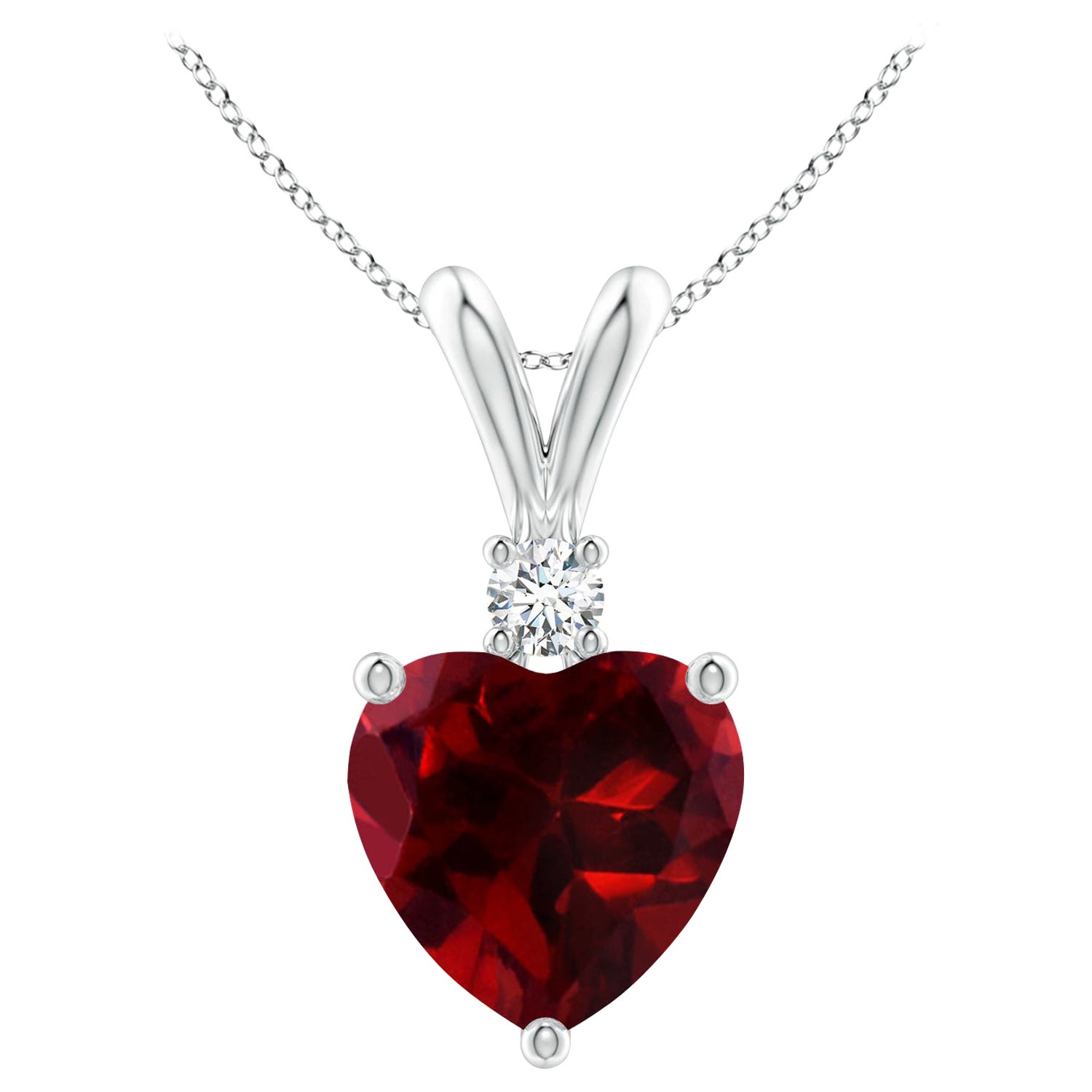 Natürlicher herzförmiger Anhänger aus Platin mit 1,85 Karat Granat und Diamant in Platin