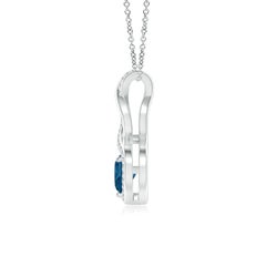 Natural Heart-Shaped London Blue Topaz Pendant with Diamond in 14K White Gold