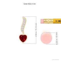 Natural Heart-Shaped 0.60ct Ruby and Diamond Drop Earrings in 14K Solid Gold