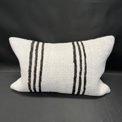 Natural Hemp Pillow Cover Beige with Brown Striped Pattern 15" x 23"