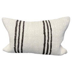 Natural Hemp Pillow Cover Beige with Brown Striped Pattern 15" x 23"