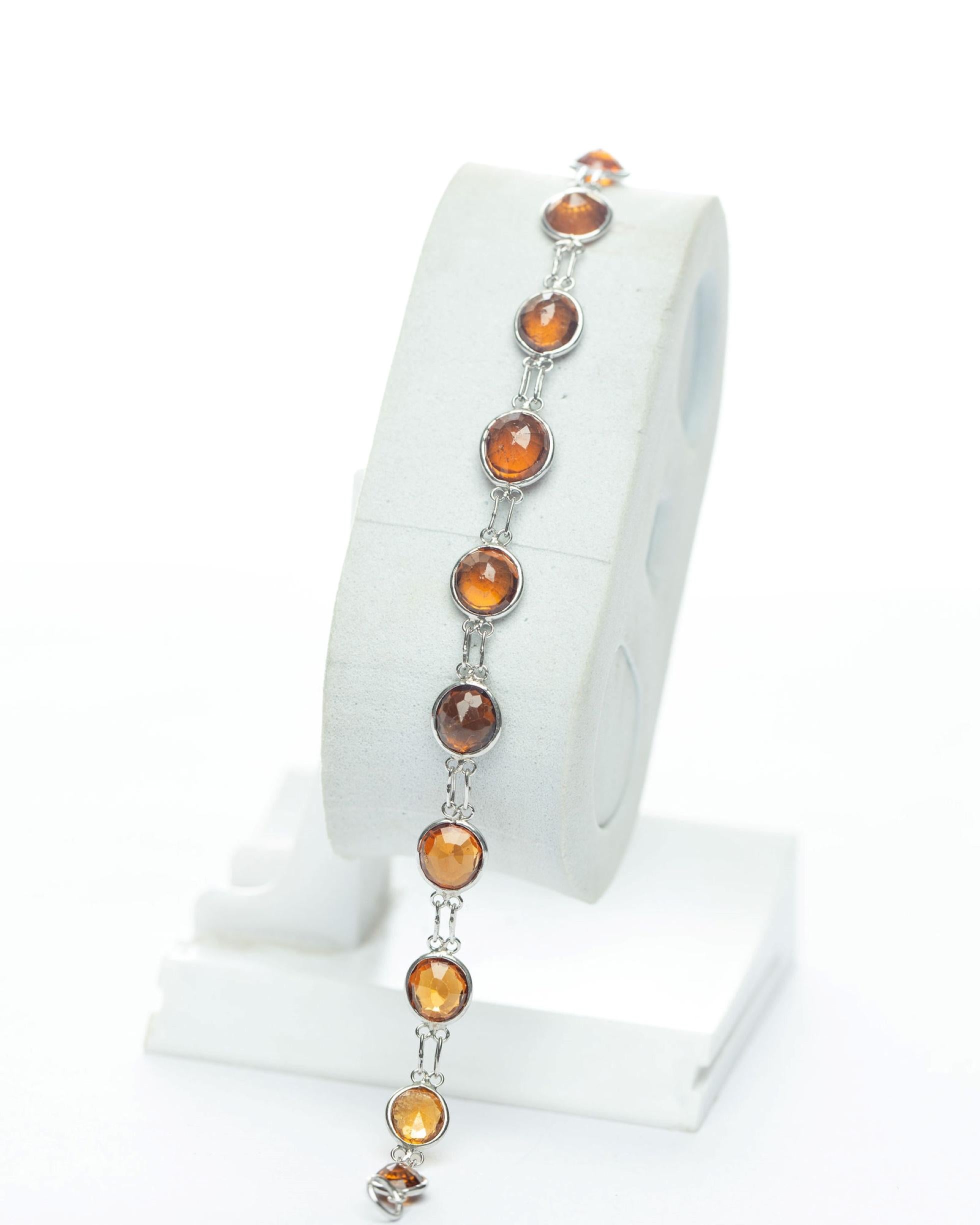 13ctw Natural Brown Orange Hessonite Garnet Tennis Bracelet  In New Condition For Sale In Sheridan, WY