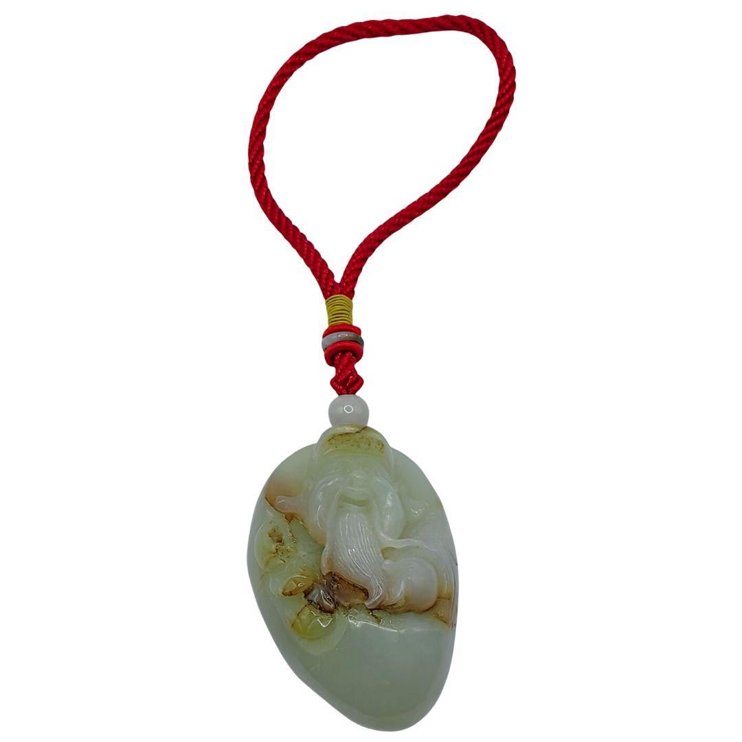 Natural Hetian White Jade 和田白玉 Shouxing God of Longevity 壽星