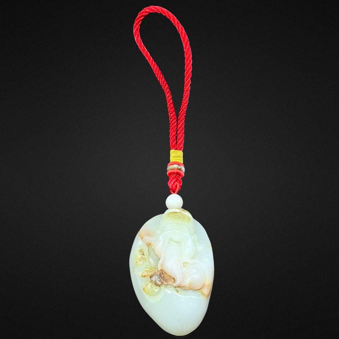 Natural Hetian White Jade 和田白玉 Shouxing God of Longevity 壽星