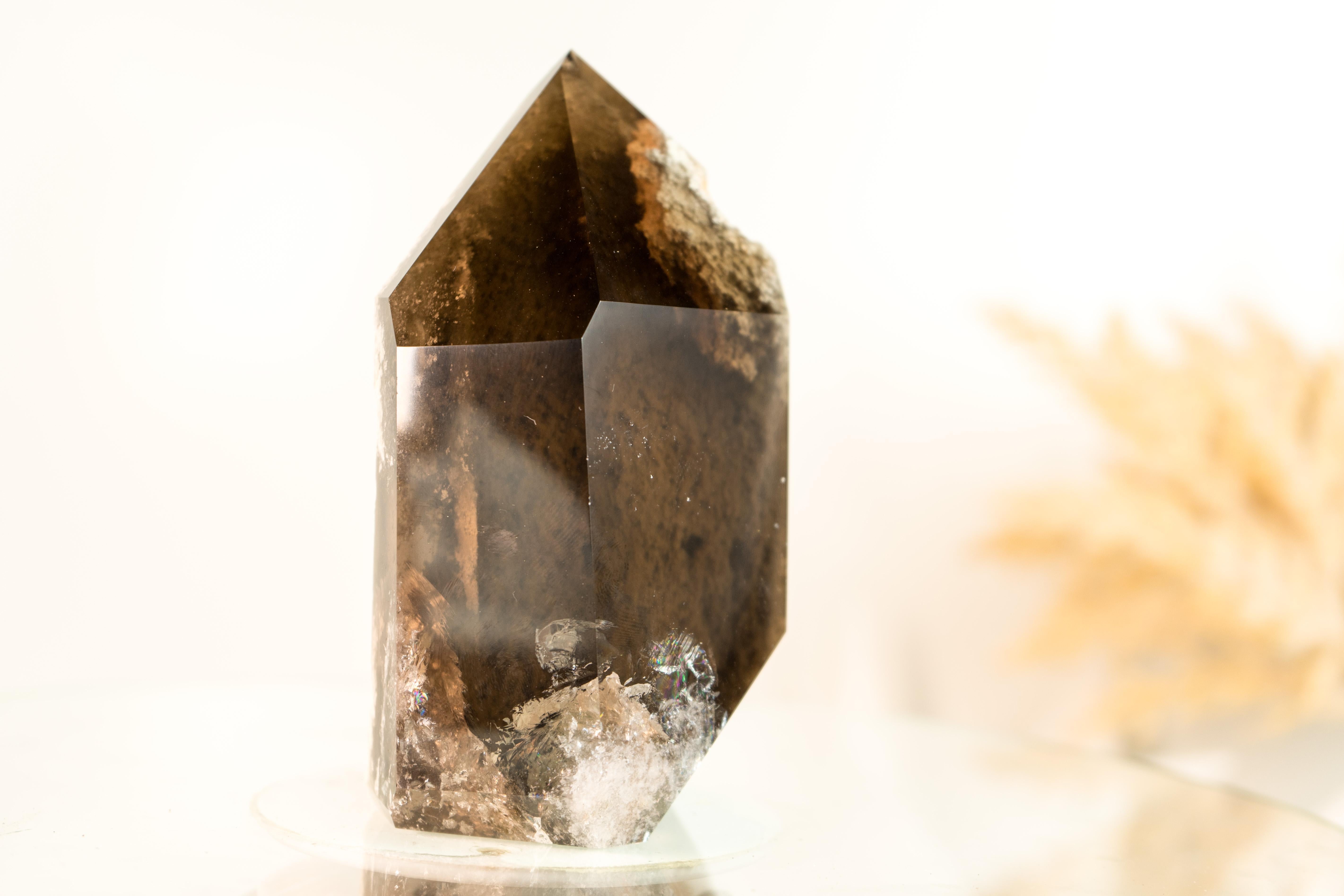 Natural High-Grade Bronze Smoky Quartz with a Marine Landscape Lodolite Quartz For Sale 4