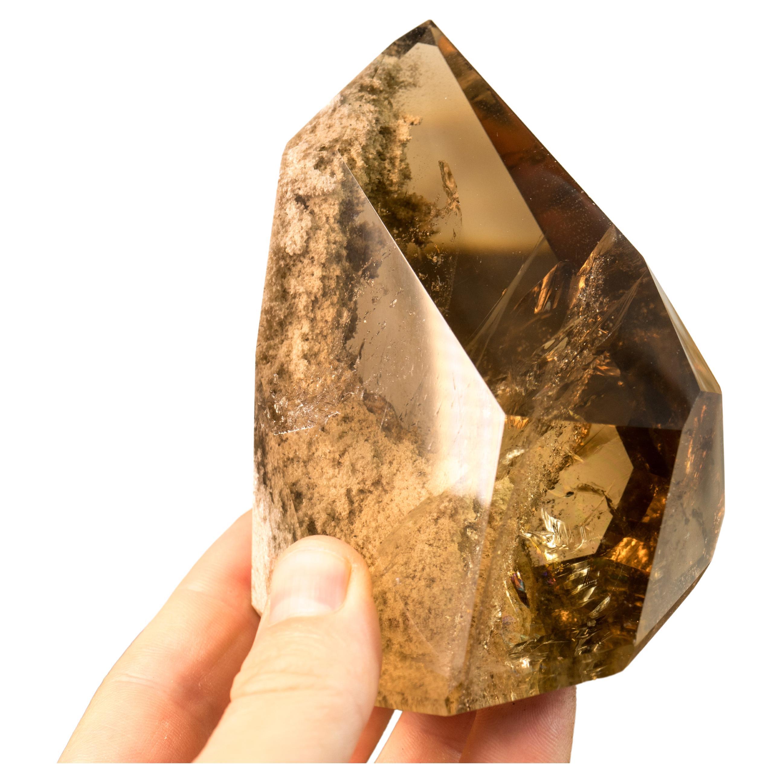 Natural High-Grade Smoky Citrine Quartz with a Marine Garden Quartz Lodolite