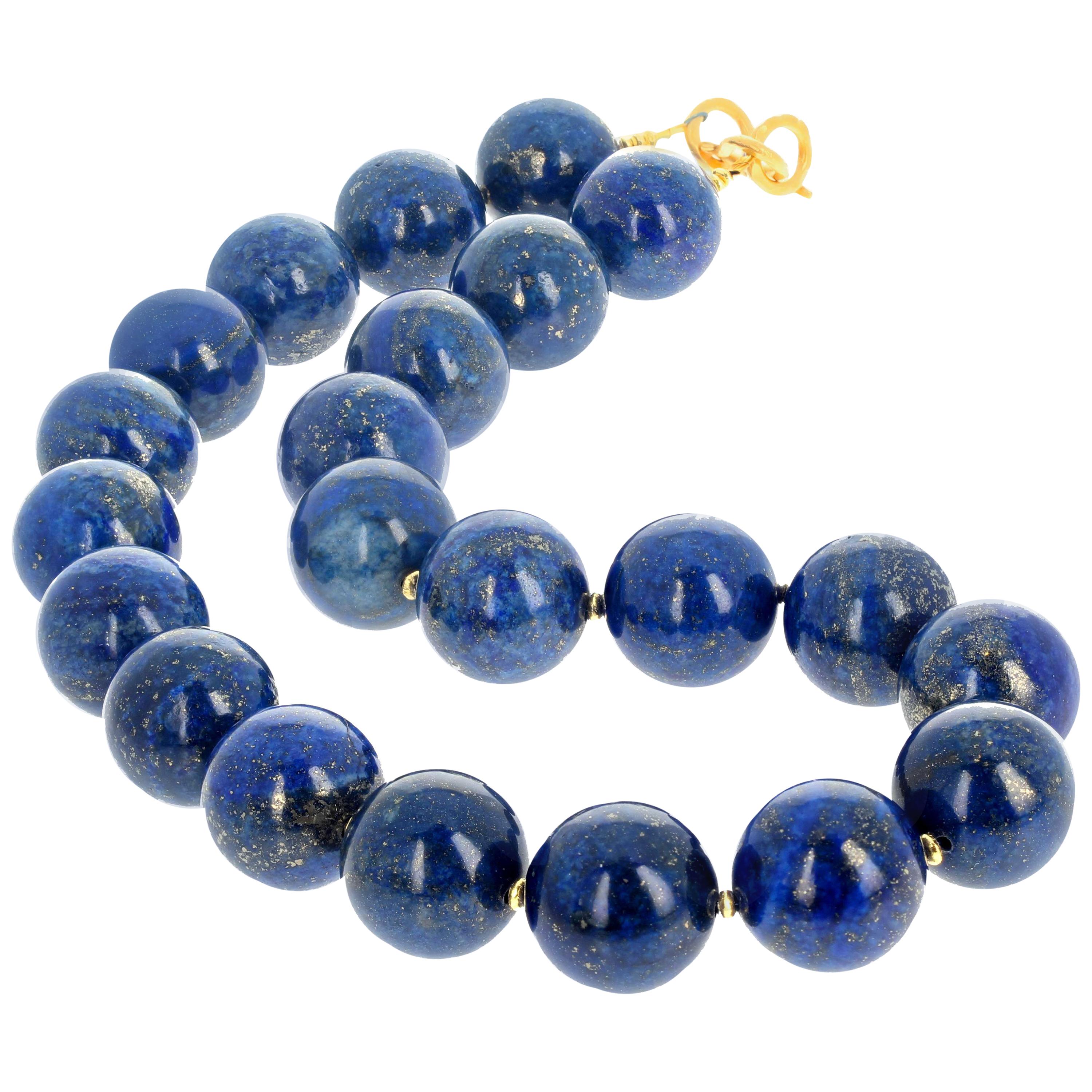 AJD Impressive Natural REAL Golden Fleck Lapis Lazuli 18.5" Campaign Necklace