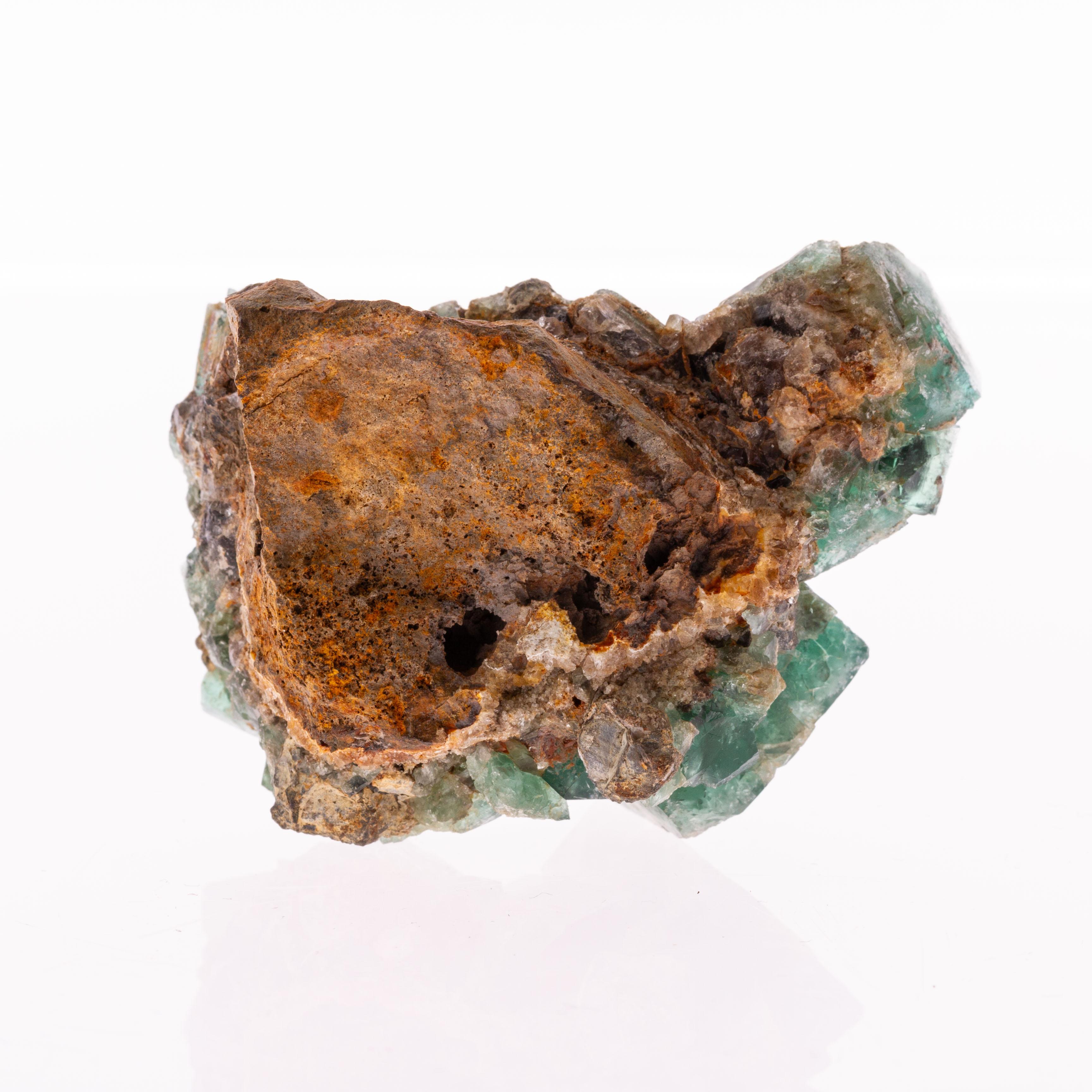 20th Century Natural History - Green Fluorite Gemstone Geode Specimen Crystals Cluster