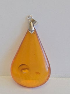 Colgante Lágrima Ámbar Translúcido Miel Natural