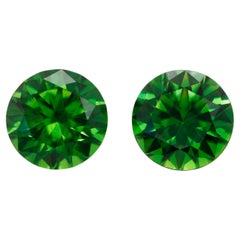 Natürlicher russischer Demantoid, natürlicher Pferdeschwanz, Paar, loser Edelstein