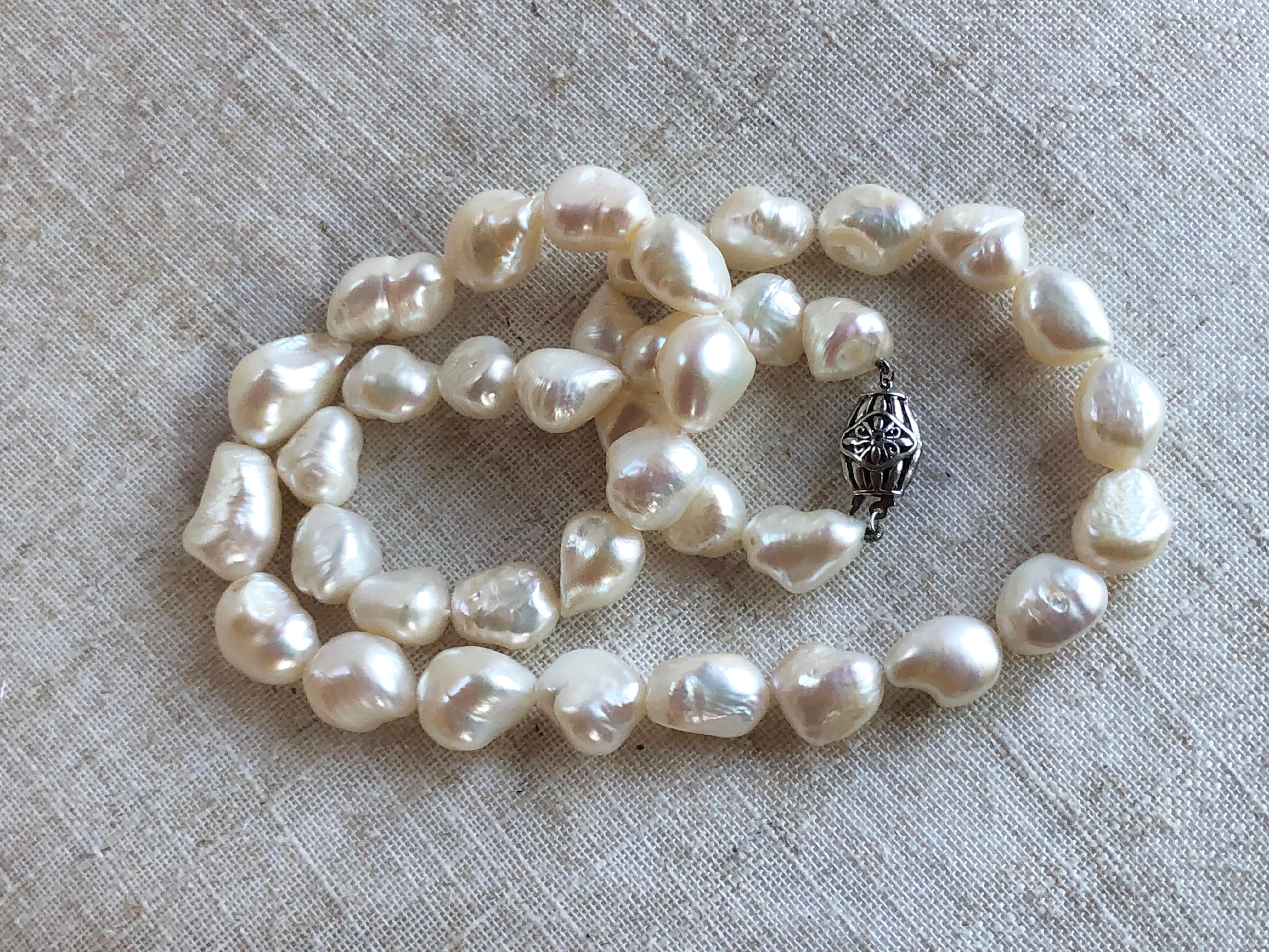Uncut Natural Huge Baroque Pearl Necklace 24in