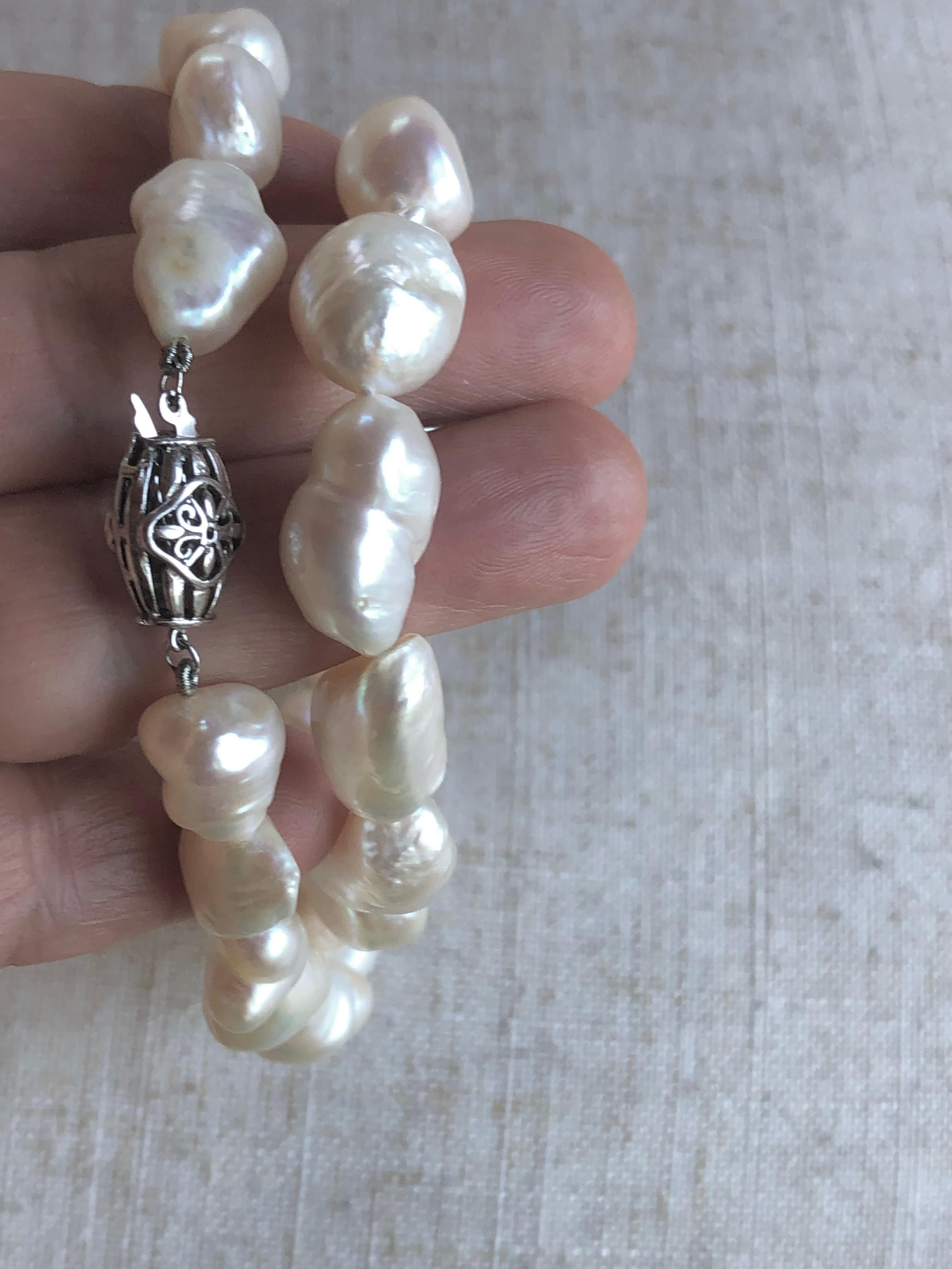 Women's Natural Huge Baroque Pearl Necklace 24in