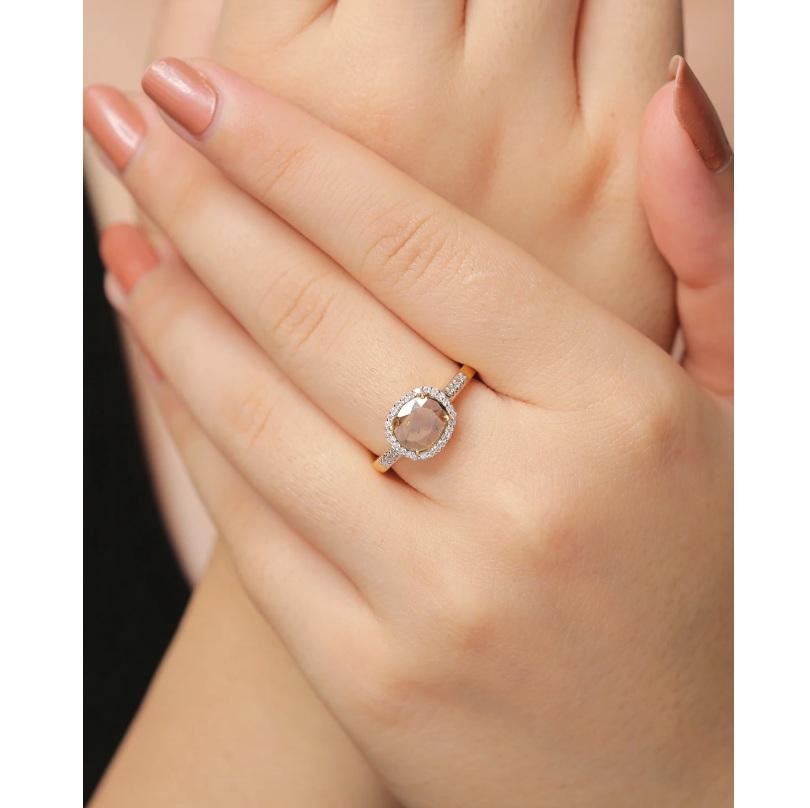 Natural Ice Diamond Ring 18K gold In New Condition For Sale In jaipur, IN
