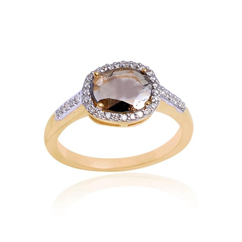 Natural Ice Diamond Ring 18K gold For Sale 1