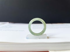 Natural Icy Pale Green Jadeite Ring Band from Myanmar