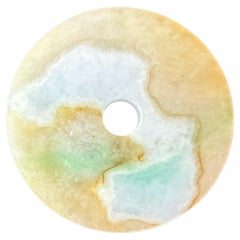 Natürlicher Icy-Typ Tricolor Grün Gelb Weiß Halo Donut Kreis Jade Loser Stein