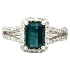 Natural Indicolite Tourmaline Diamond Ring Size 6.5 14k Gold 1.68 TCW Certified