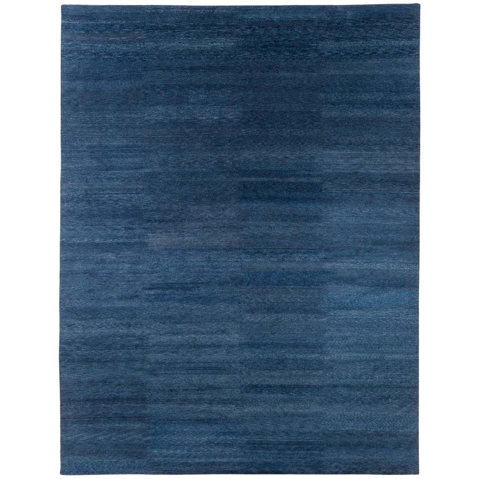 Natural Indigo Himalayan Wool Area Rug by Carini For Sale at 1stDibs