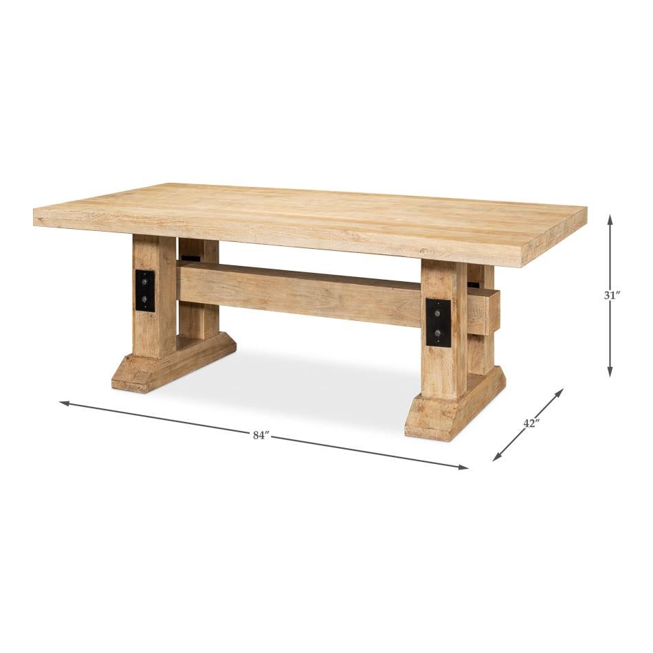 Asian Natural Industrial Farmhouse Dining Table For Sale