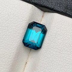Natural Ink Blue Tourmaline Emerald Cut 1.68 Carat Loose Gemstone for Ring