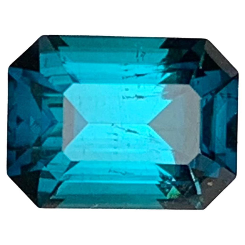Natural Ink Blue Tourmaline Emerald Cut 1.68 Carat Loose Gemstone for Ring