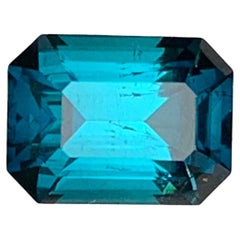 Natural Ink Blue Tourmaline Emerald Cut 1.68 Carat Loose Gemstone for Ring