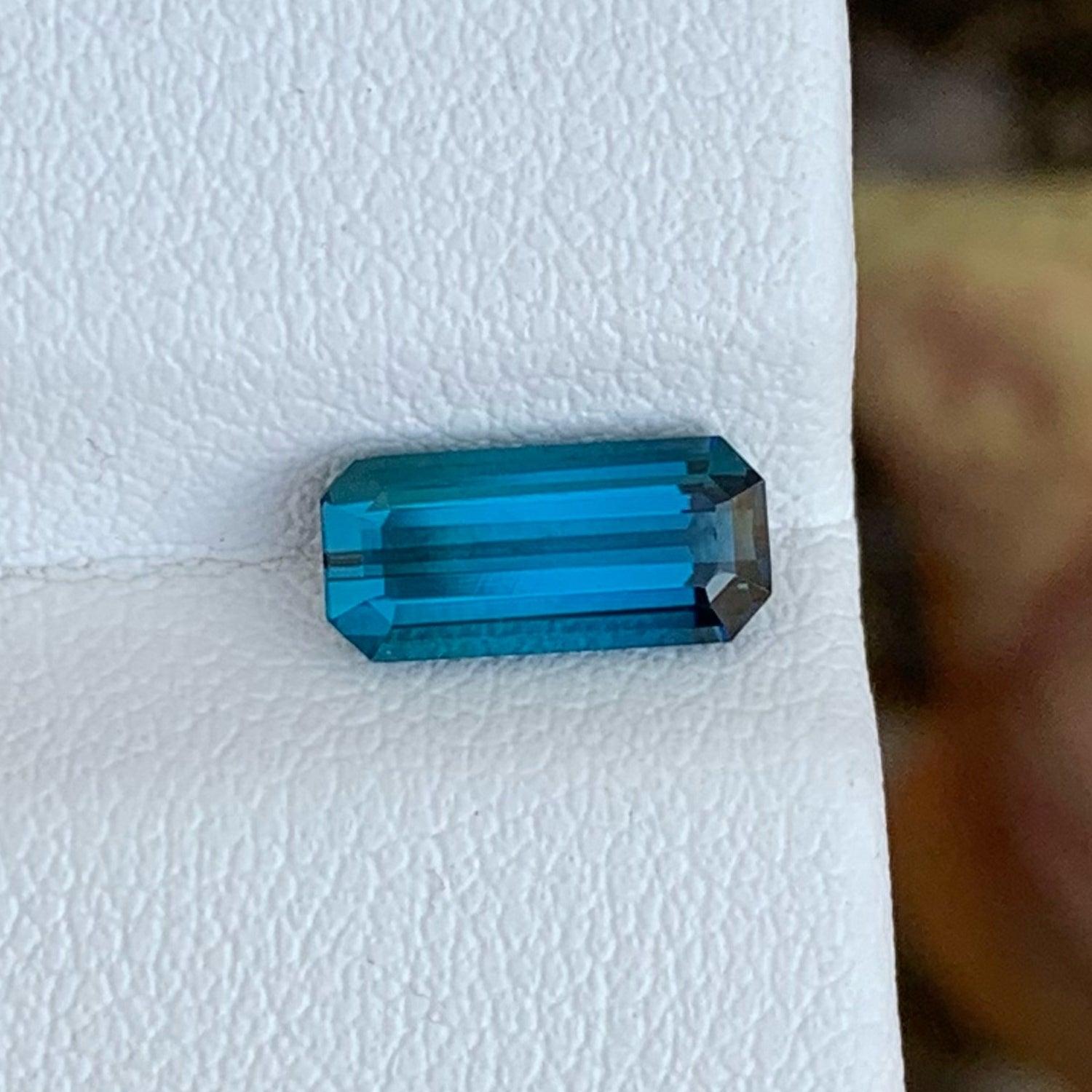 Emerald Cut Natural Ink Blue Tourmaline For Jewelry 1.35 CT Sparkling Gemstone For Jewelry  For Sale