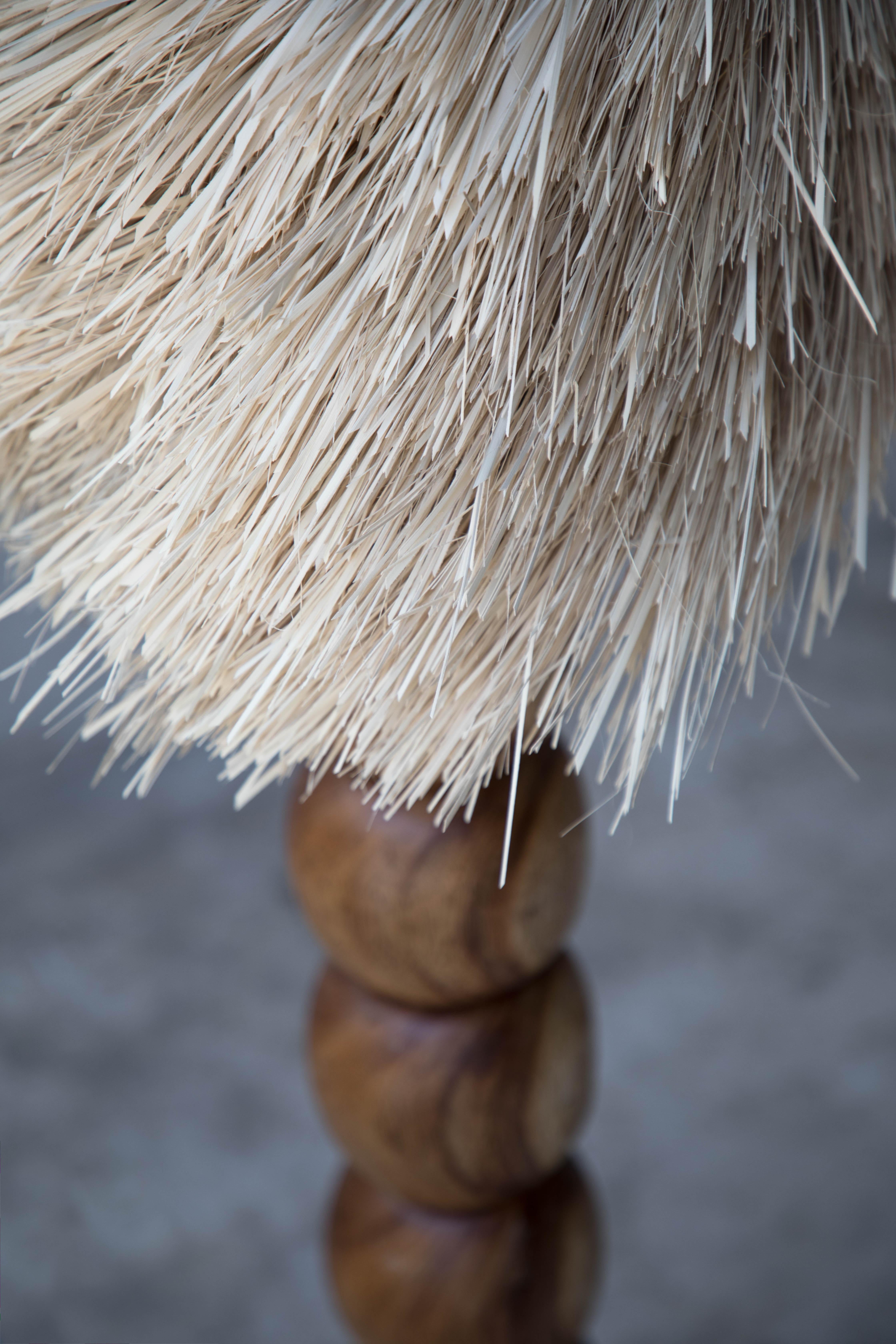 Post-Modern Natural Jabin Wood Floor Lamp with Palm Screen by Daniel Orozco