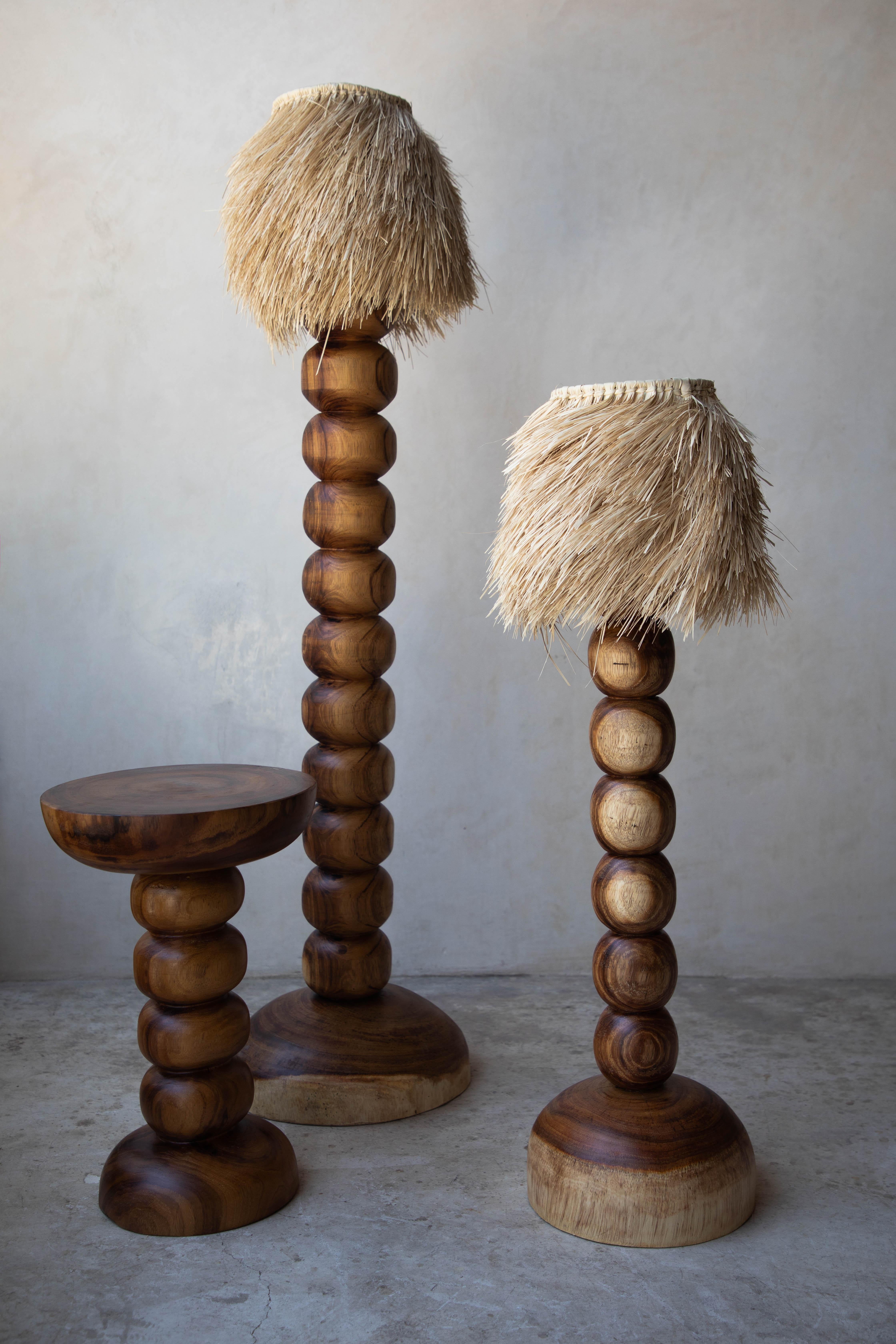 Natural Jabin Wood Floor Lamp with Palm Screen by Daniel Orozco In New Condition For Sale In Geneve, CH