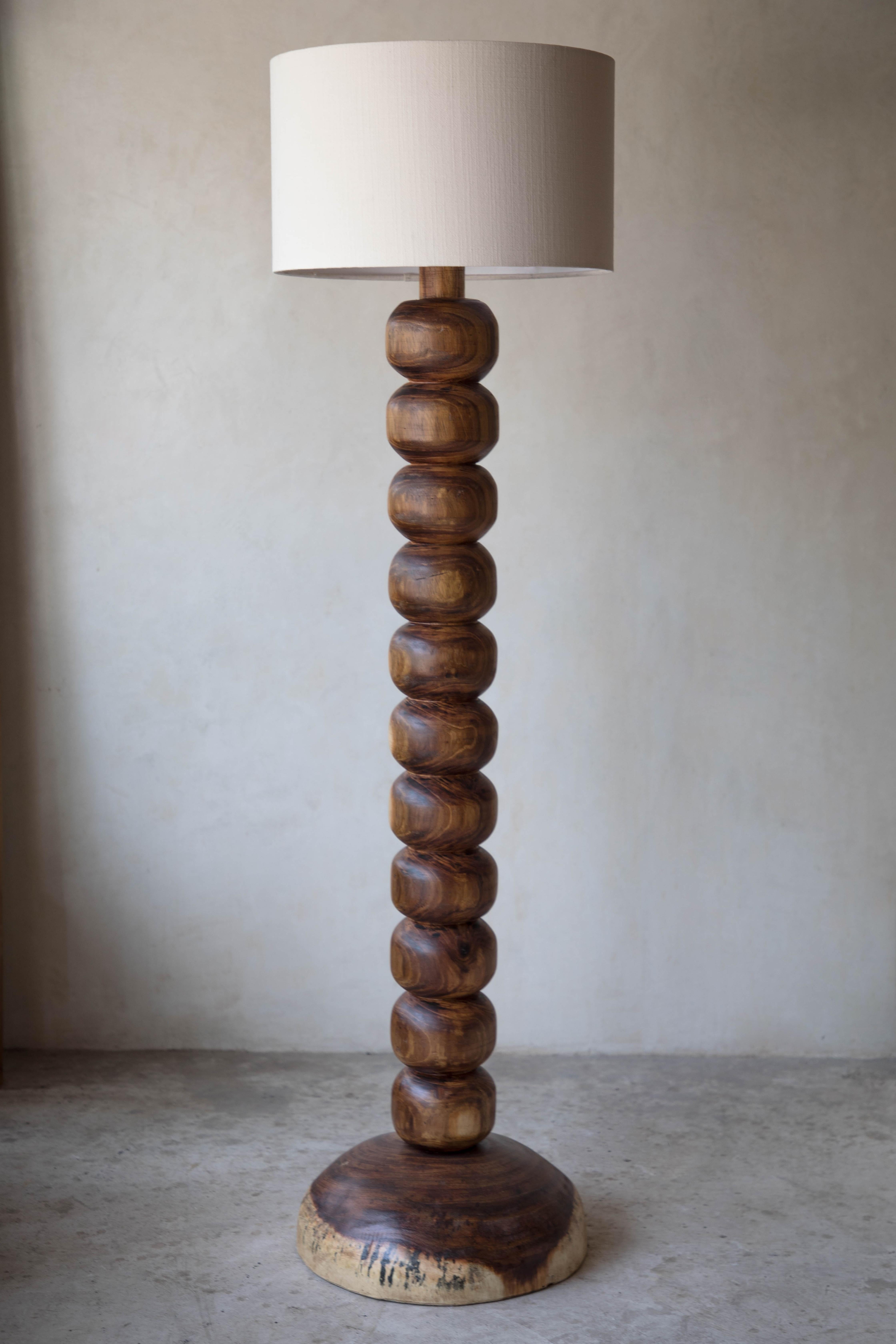 Natural Jabin Wood Floor Lamp with Palm Screen by Daniel Orozco 1