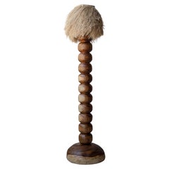Natural Jabin Wood Floor Lamp with Palm Screen by Daniel Orozco