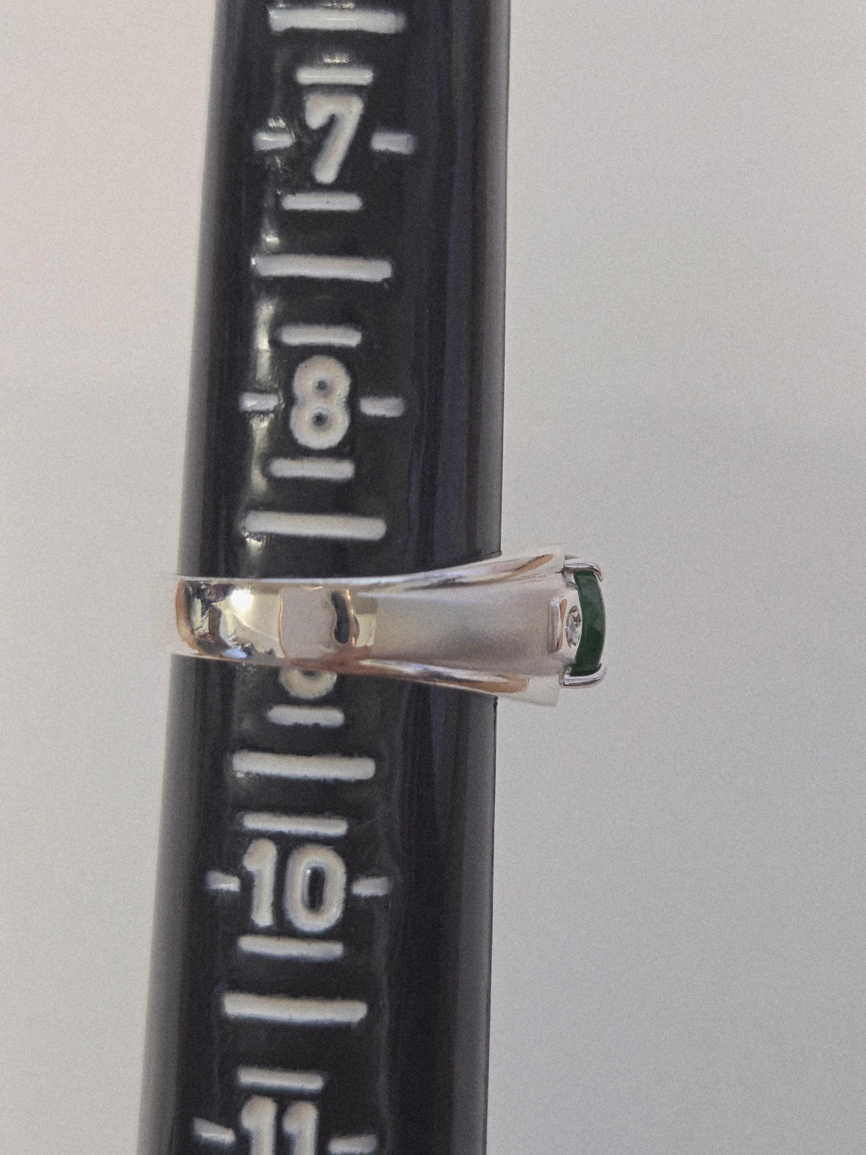 Natural Jade and Diamond Ring in vendita 4