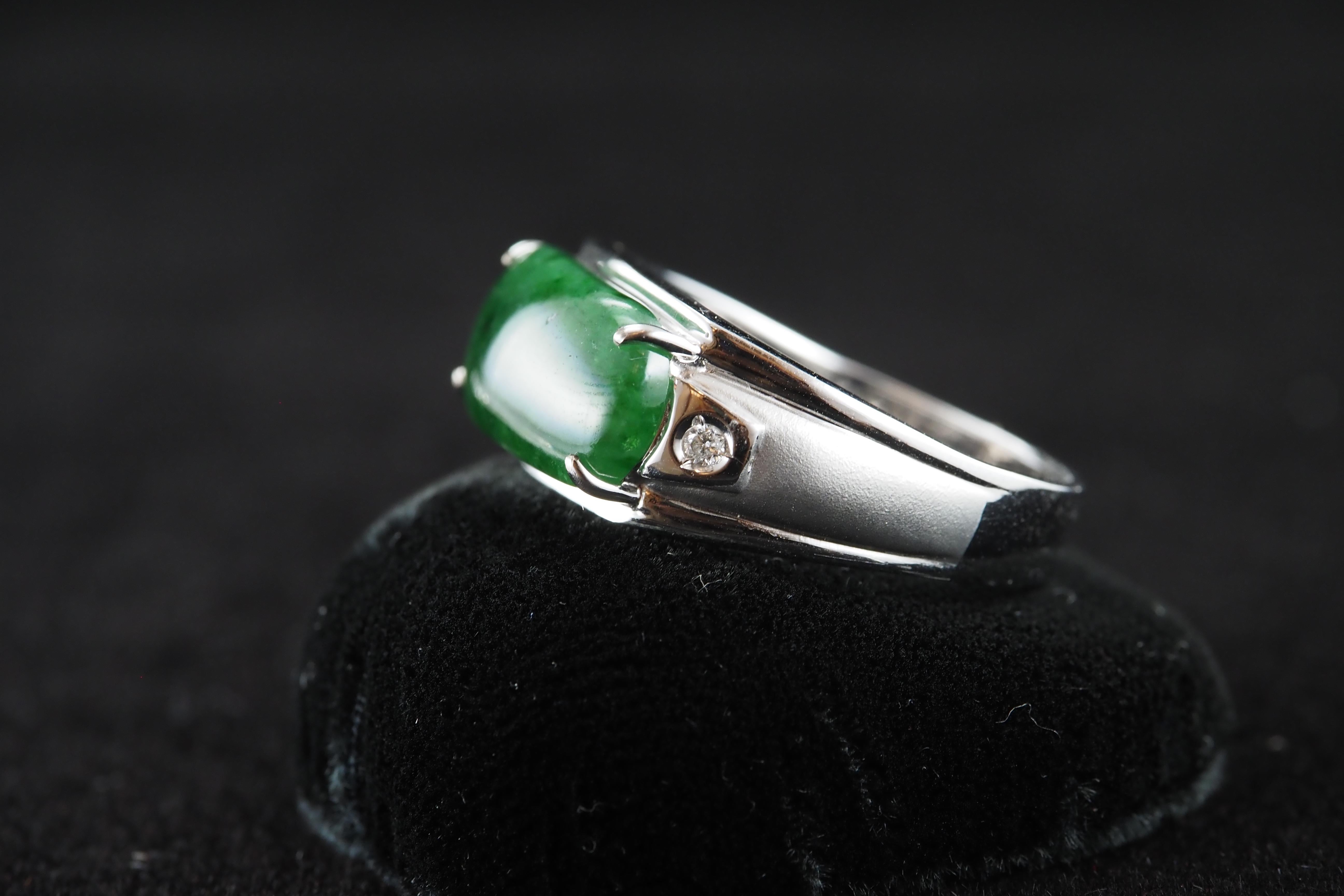 Artista Natural Jade and Diamond Ring in vendita