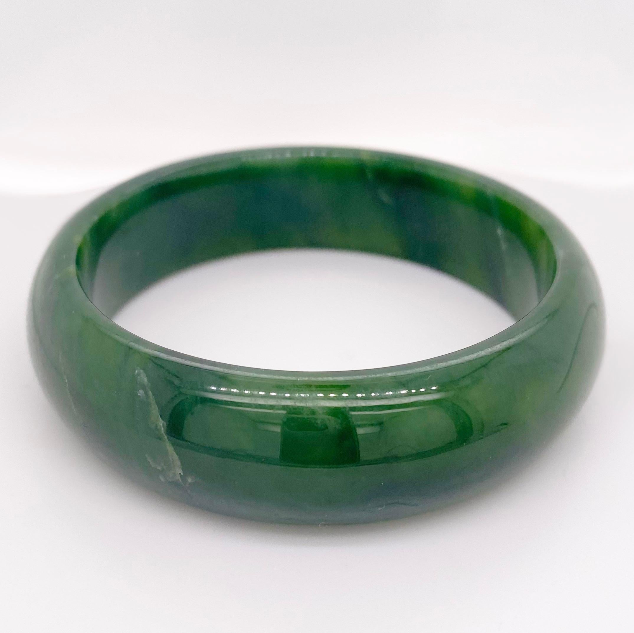 The deep green color of this bracelet is luscious! Genuine jade in this quality is gorgeous and jade is very durable. Many people don’t know that jade is the toughest gemstone and that means it is the hardest to break. It is also extremely difficult