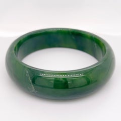 Natural Jade Bangle Wide All Genuine Jade w No Metal for Small Wrist