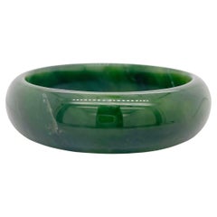 Natural Jade Bangle Wide All Genuine Jade w No Metal for Small Wrist