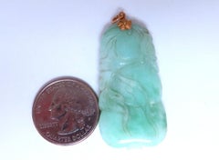 Natural Jade Carved Pendant 14kt symbol