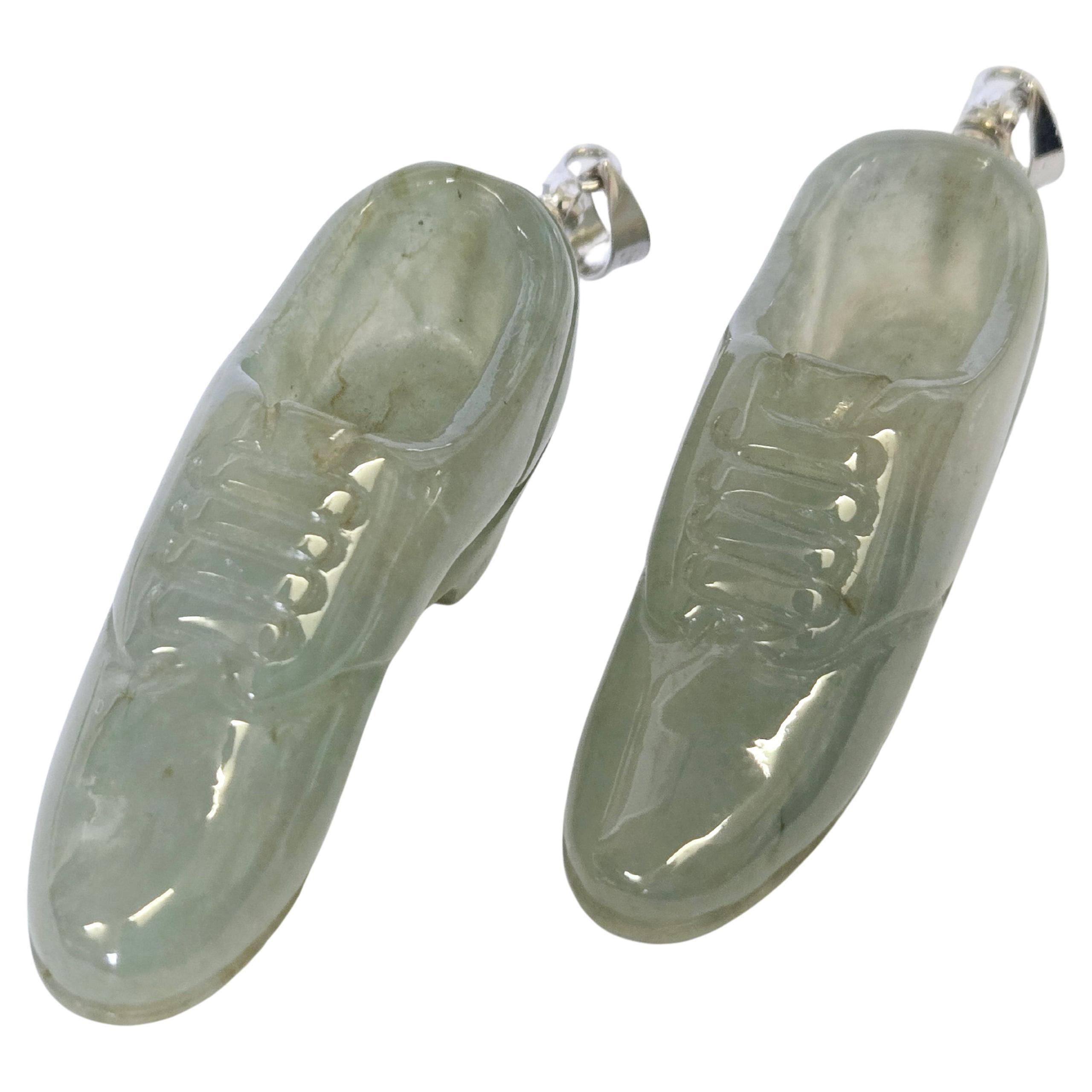 Ciondoli a coppia di charme di giada naturale per scarpe