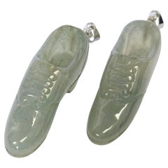 Natural Jade Shoe Charm Pair Pendants