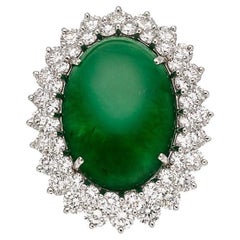 Natural Jadeite Jade, Diamond, and White Gold Ring Total Carat Weight: 19.85 ct