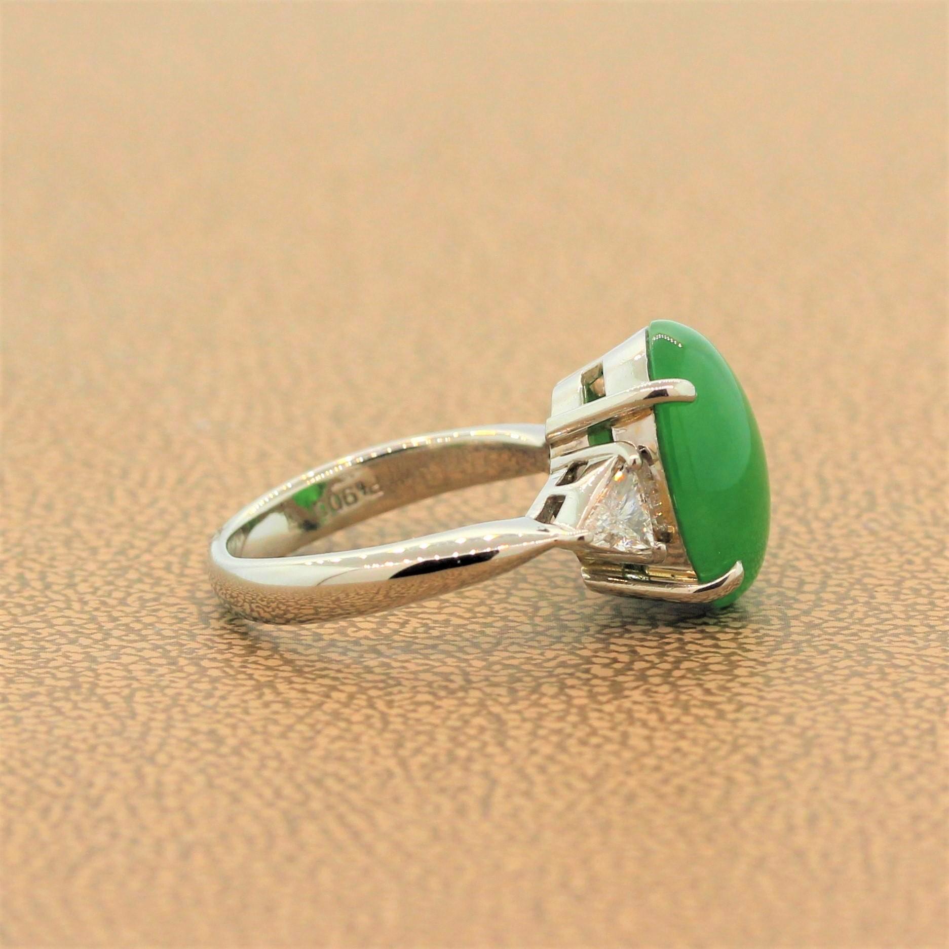 Women's Natural Jadeite Jade Diamond Platinum Ring