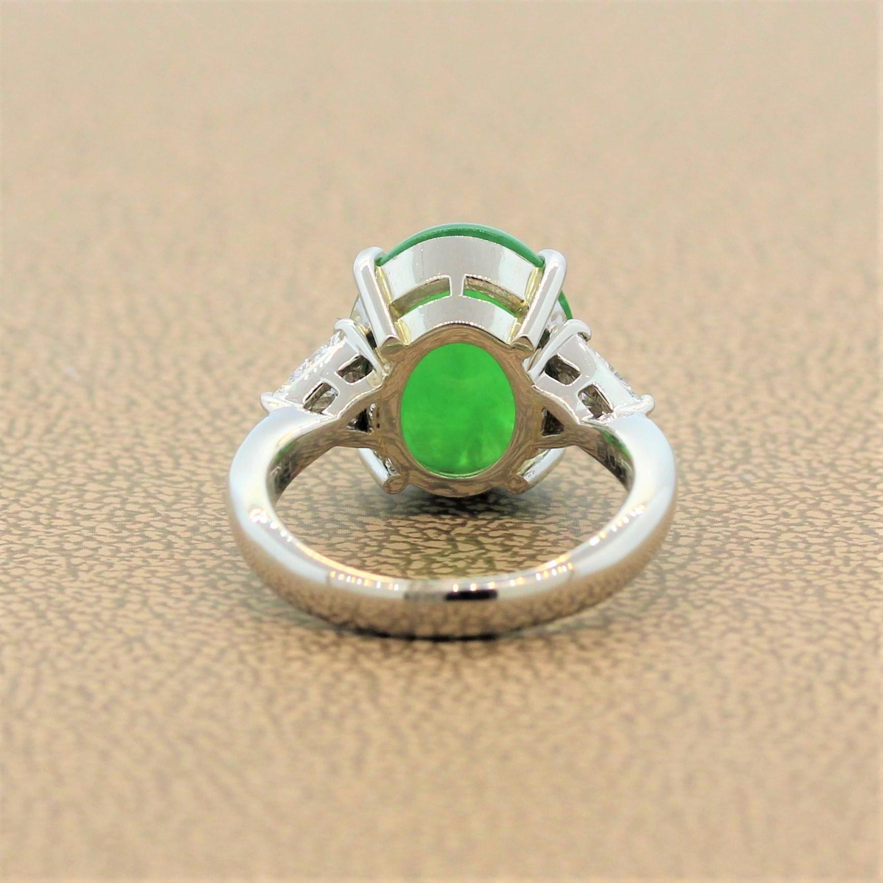 Natural Jadeite Jade Diamond Platinum Ring 1