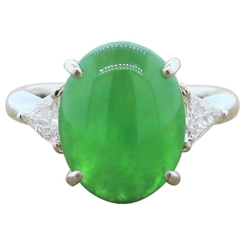 Natural Jadeite Jade Diamond Platinum Ring