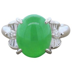 Natural Jadeite Jade Diamond Platinum Ring