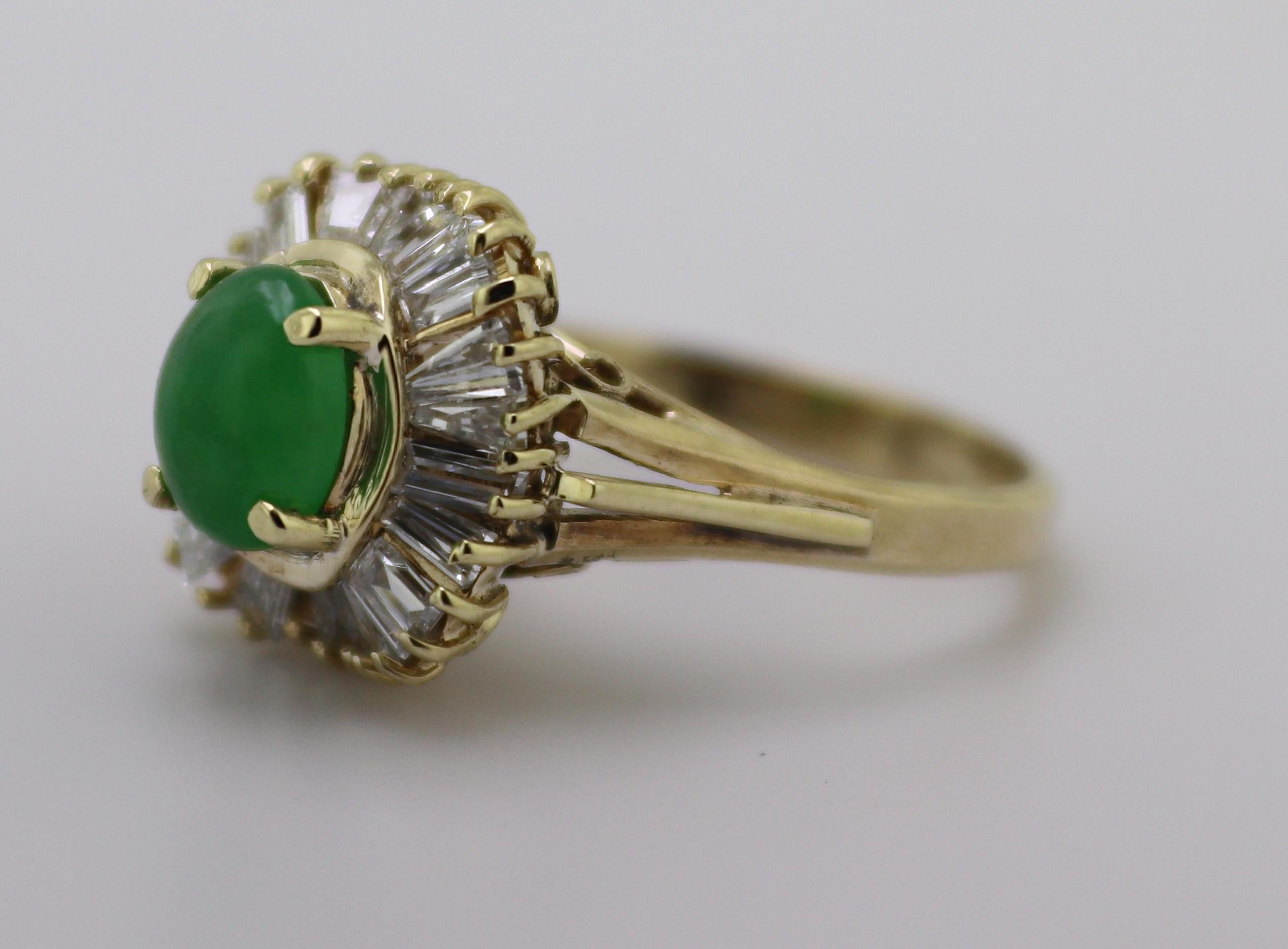 Women's Natural Jadeite Jade Mason Kay Report Certified, Diamond, Yellow Gold Ring For Sale